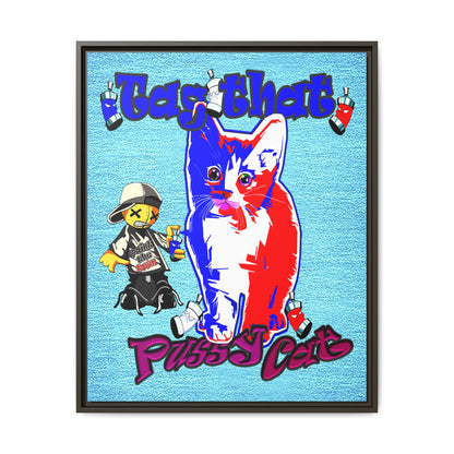 tag that - framed canvas art (faded blue)