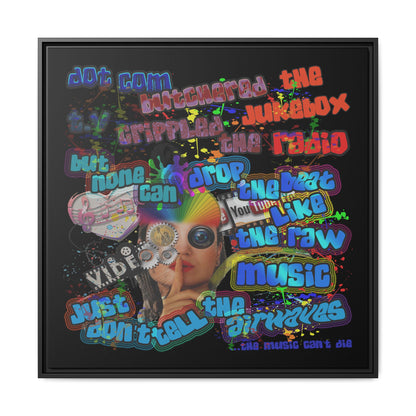 drop the beat - framed canvas art (black)
