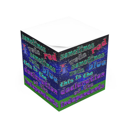 declaration of the independents - note cube ('snoops' background)