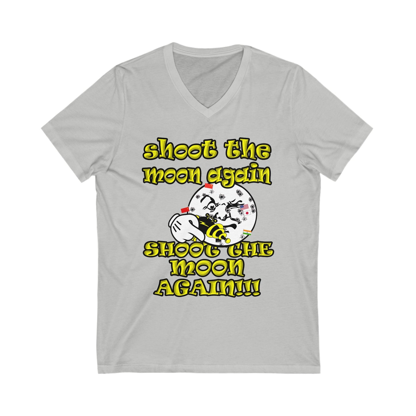 shoot the moon again - Unisex Jersey Short Sleeve V-Neck Tee