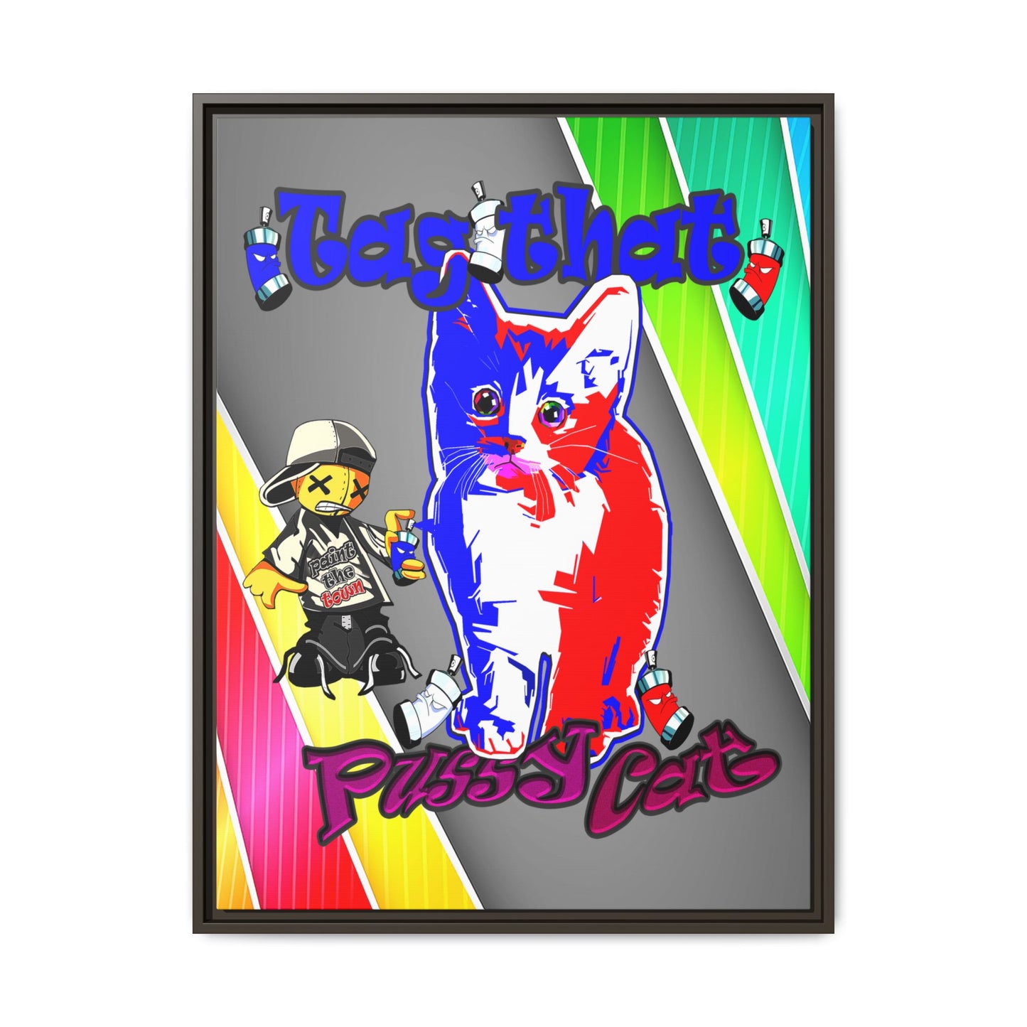 tag that - framed canvas art (rainbow split)