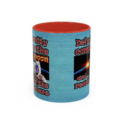 defy conquer reach - Accent Mug (faded blue)