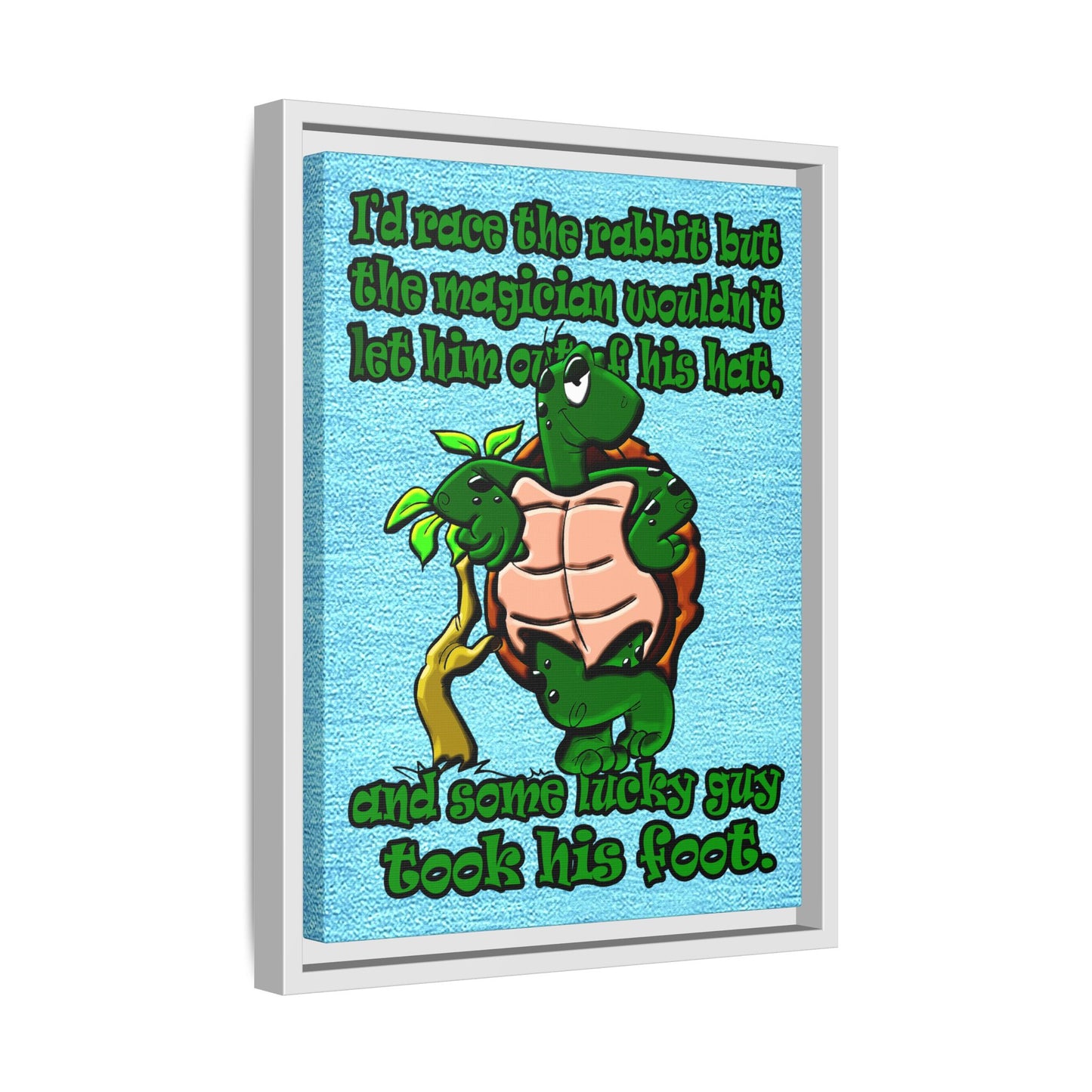 turtle race - framed canvas art (faded blue)