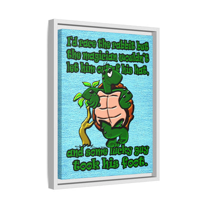 turtle race - framed canvas art (faded blue)