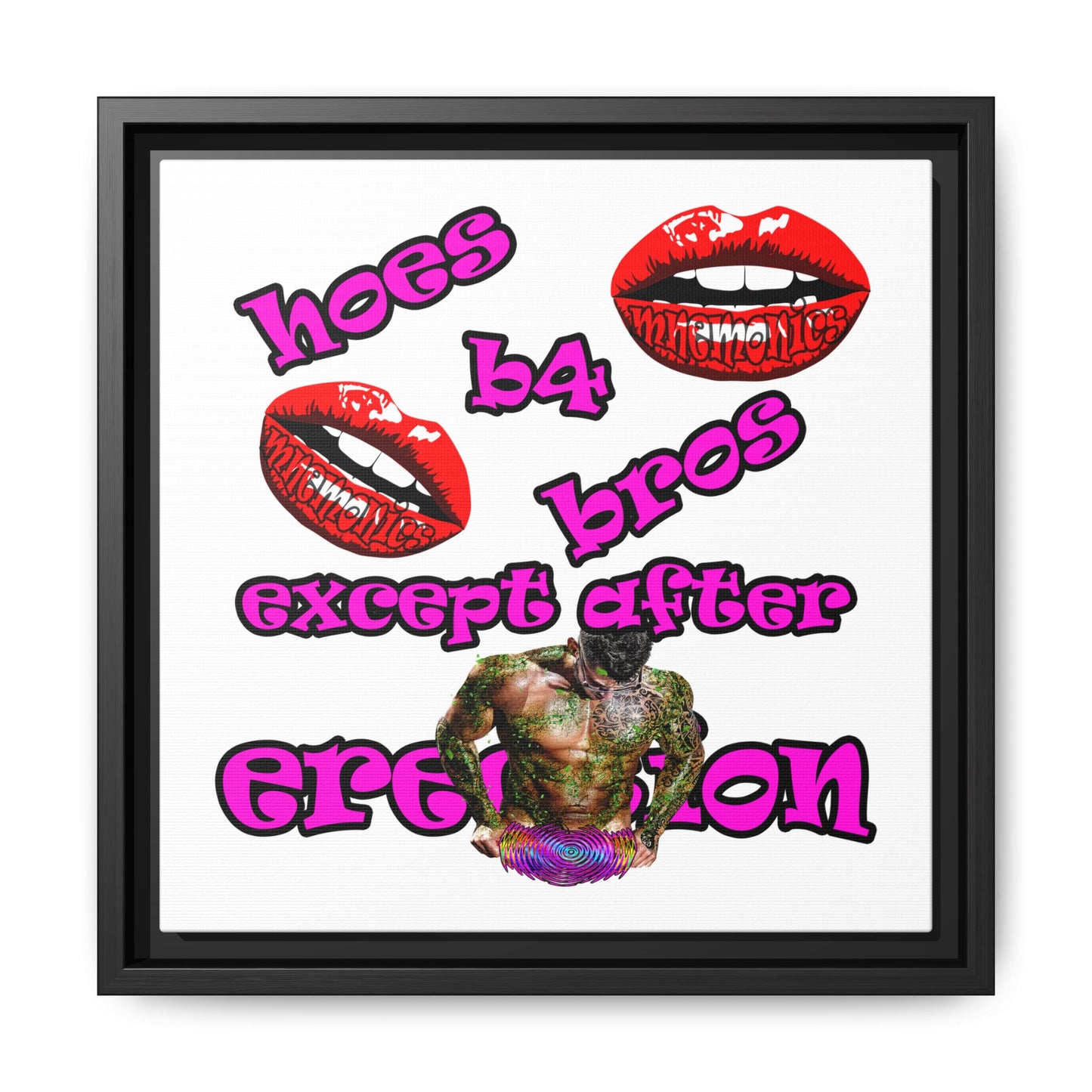 hoes b4 bros - framed canvas art (white)