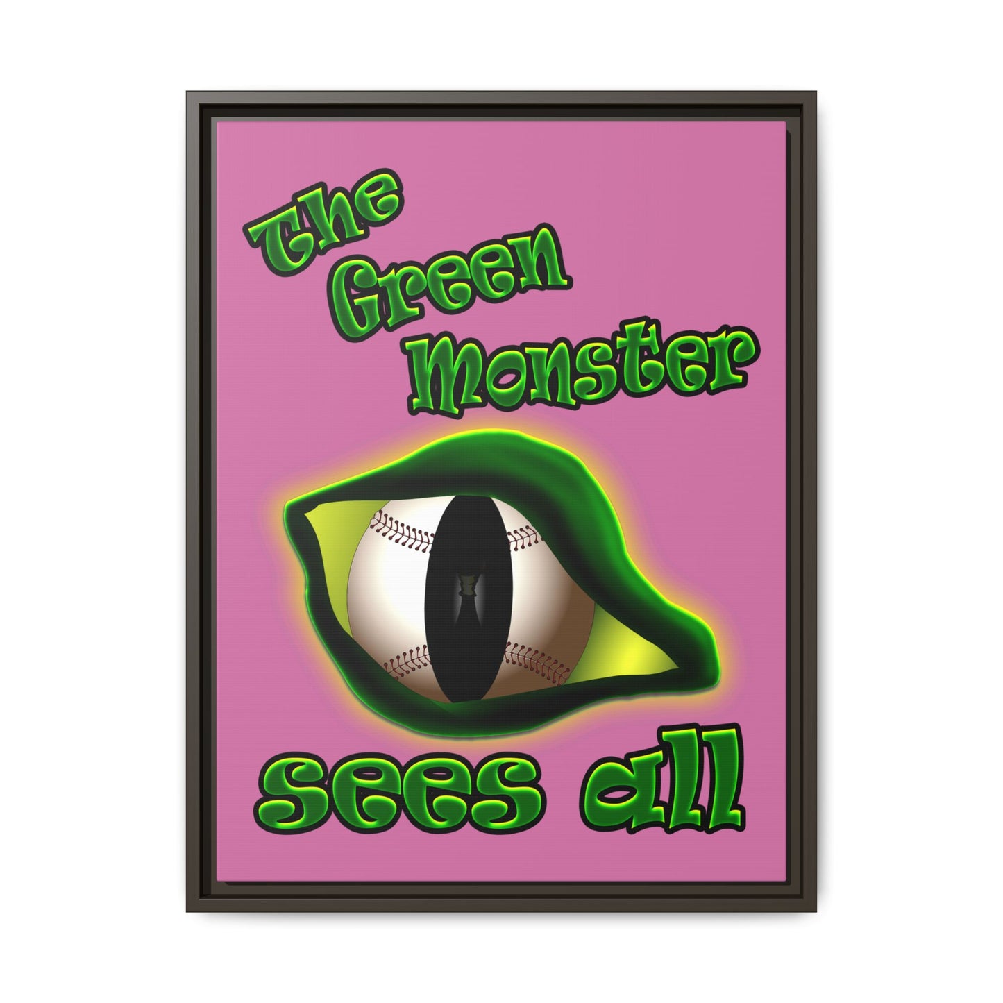 green monster - framed canvas art (light pink)