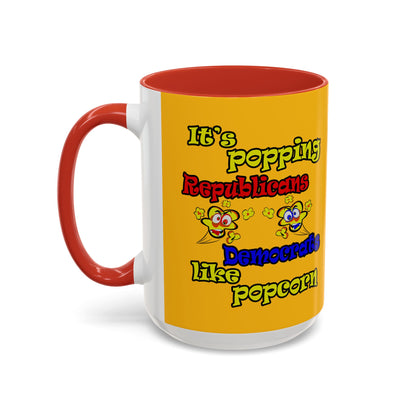 popping like popcorn - Accent Mug (yellow)