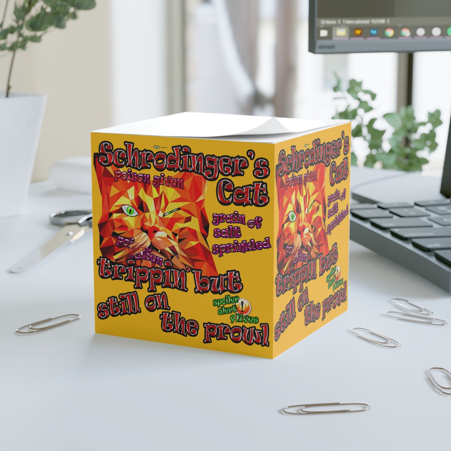 schrodinger's cat - note cube (yellow)