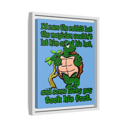 turtle race - framed canvas art (light blue)