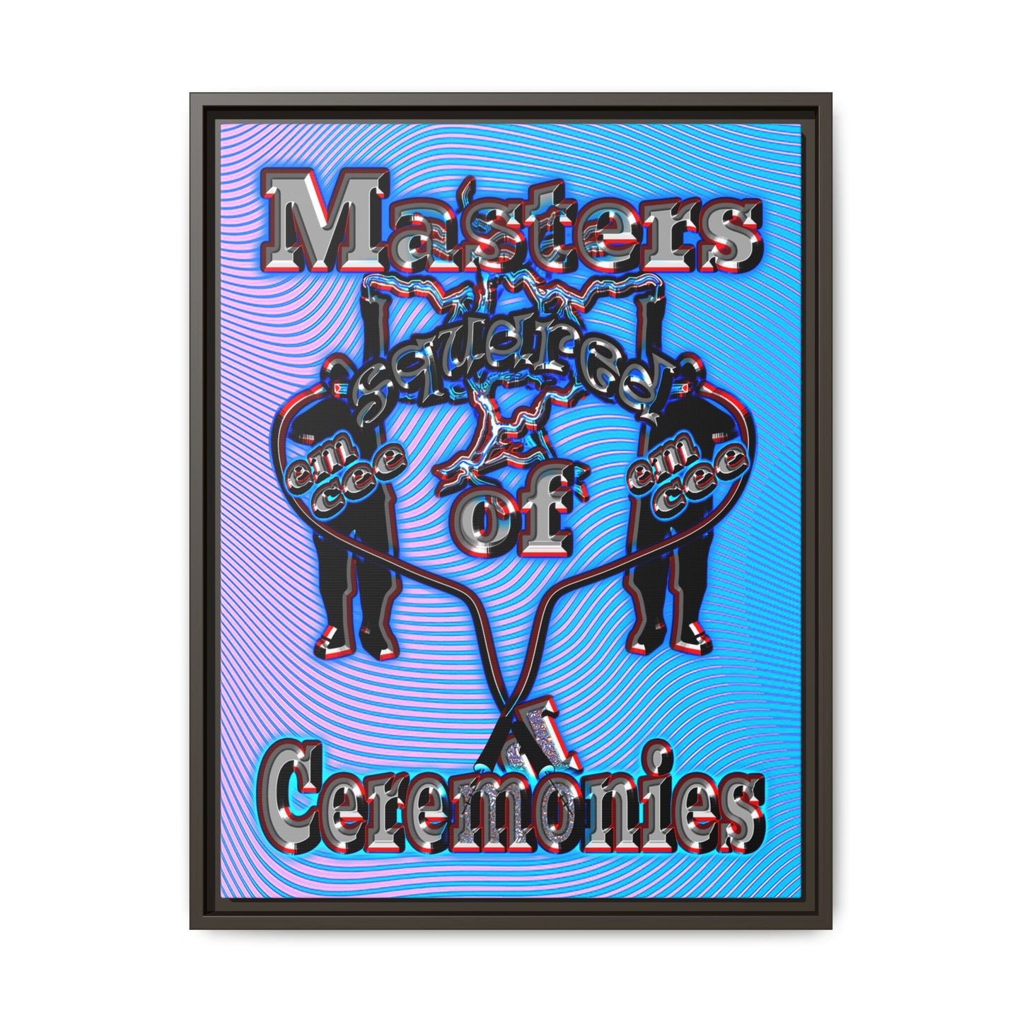 em cee squared - framed canvas art (light blue-purple wave)