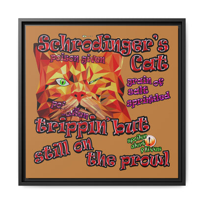 schrodinger's cat - framed canvas art (light brown)