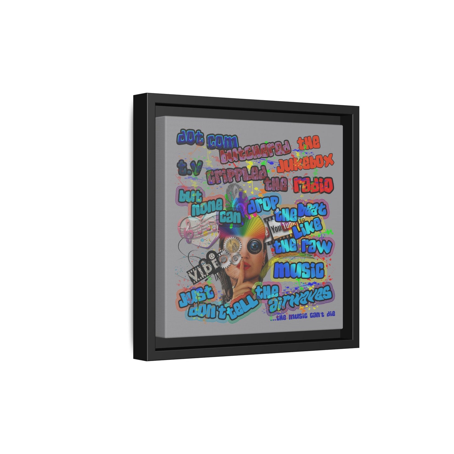 drop the beat - framed canvas art (grey)