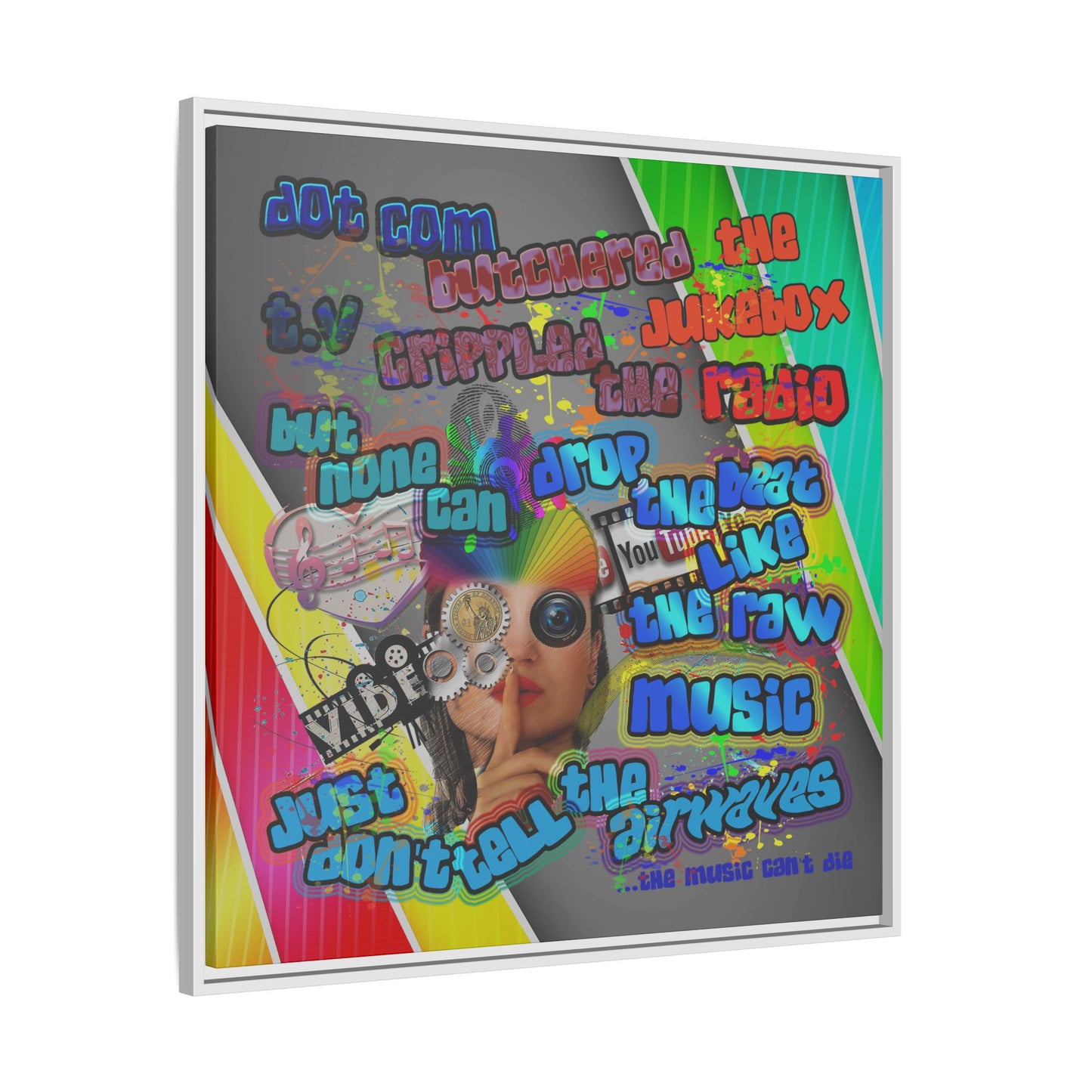 drop the beat - framed canvas art (rainbow split)