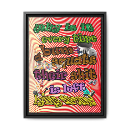 the bum's shit - framed canvas art (yellow-orange wave)