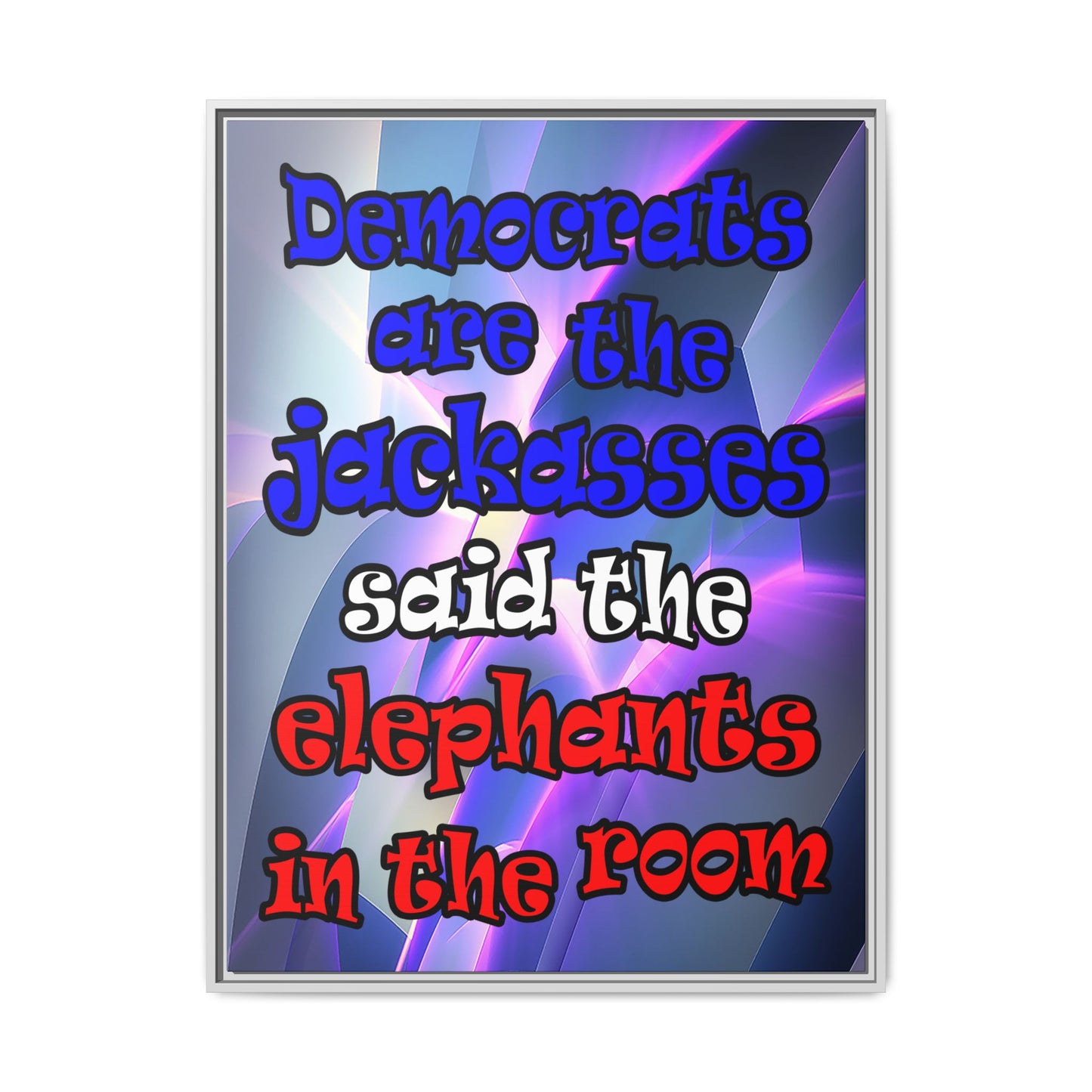 donkeys and elephants - framed canvas art (grey-pink wave)