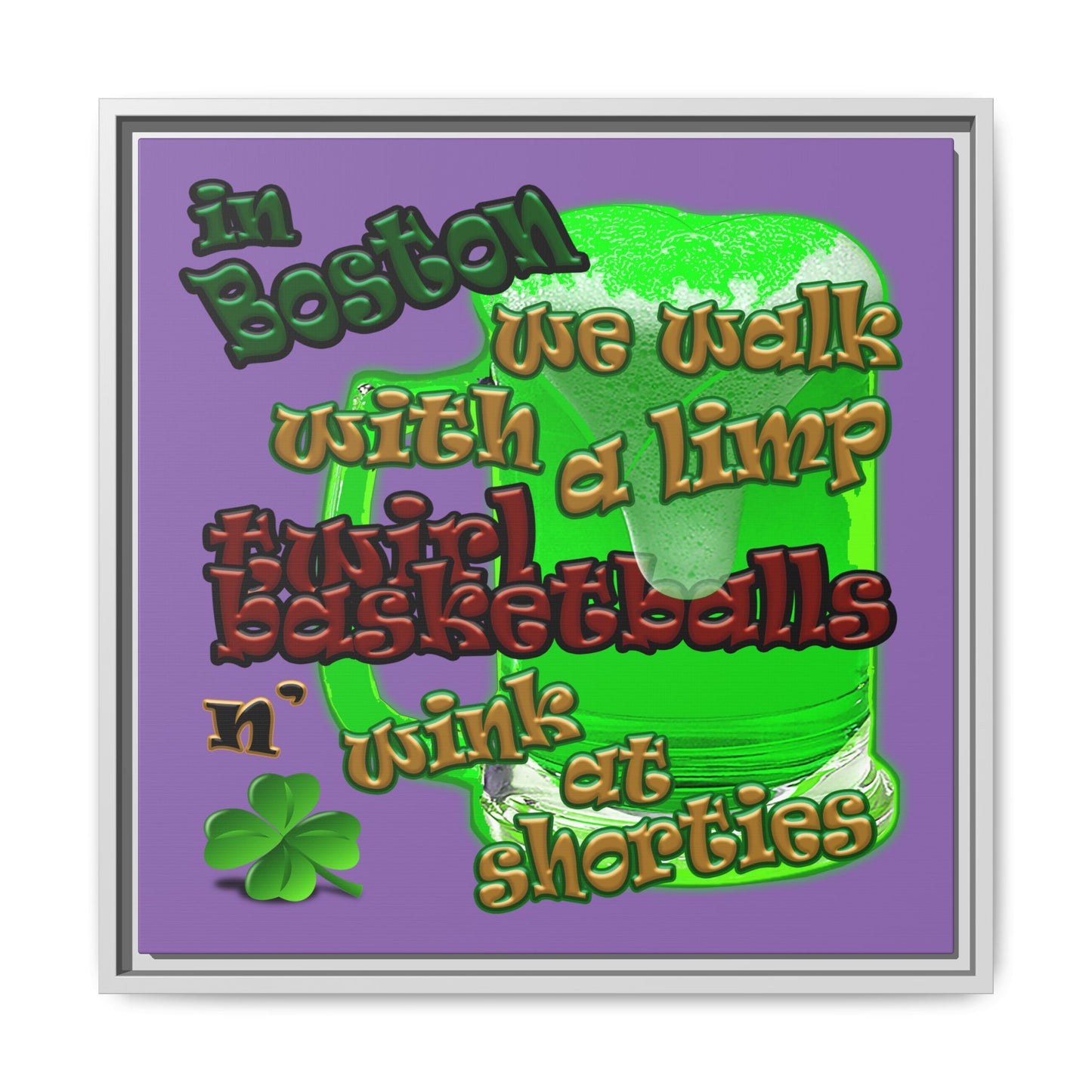 celtics logo - framed canvas art (light purple)