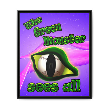 green monster - framed canvas art (purple-pink wave)