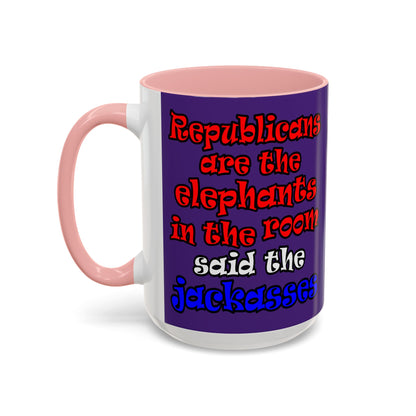 donkeys and elephants - Accent Mug (purple)