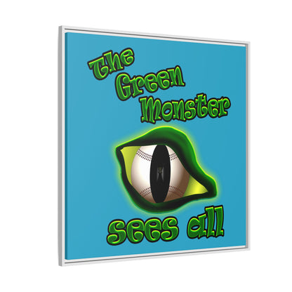 green monster - framed canvas art (turquoise)