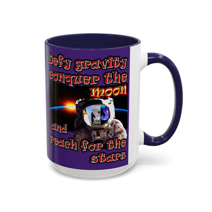 defy conquer reach - Accent Mug (purple)