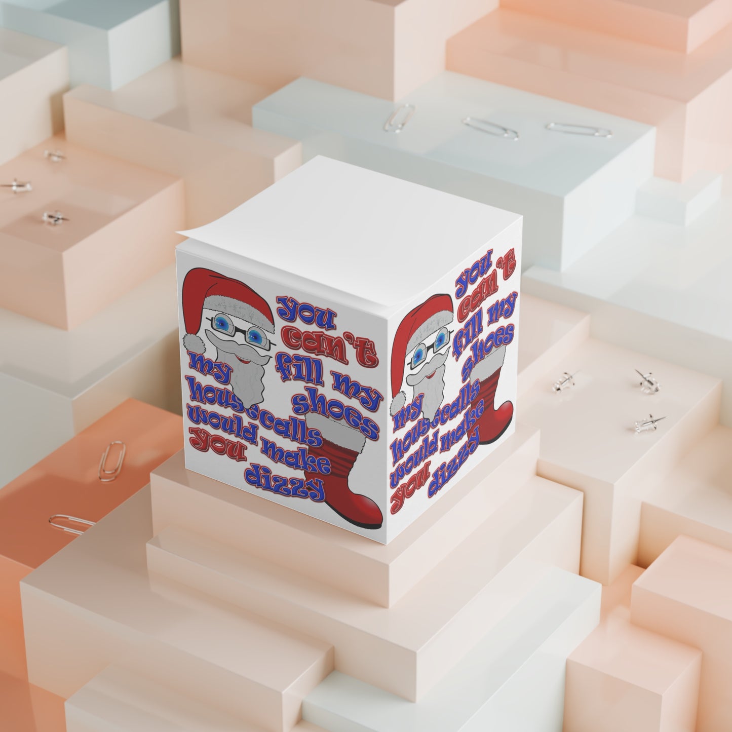 santa's shoes - note cube (white)