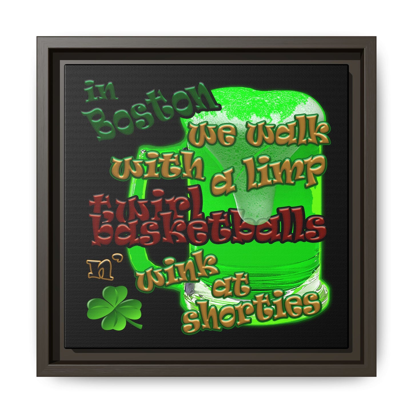 celtics logo - framed canvas art (black)