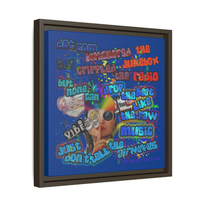 drop the beat - framed canvas art (dark blue)