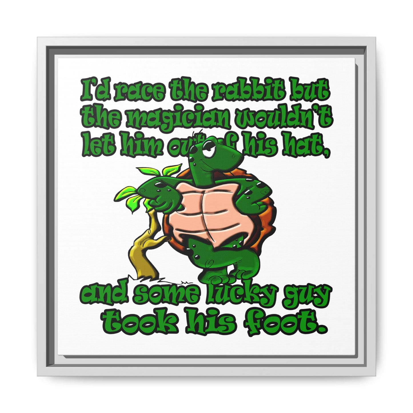 turtle race - framed canvas art (white)