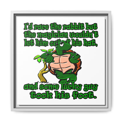 turtle race - framed canvas art (white)