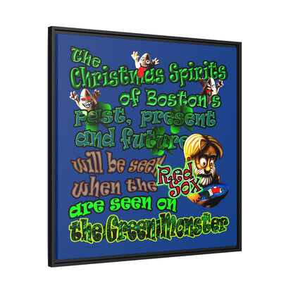 christmas spirits of boston - framed canvas art (dark blue)