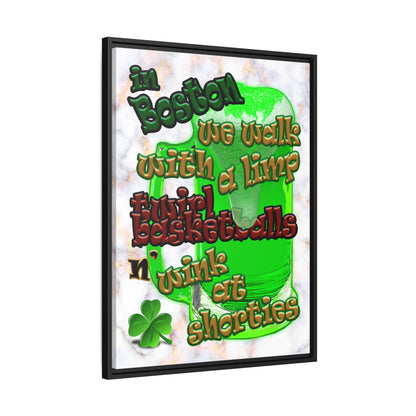celtics logo - framed canvas art (white marble)
