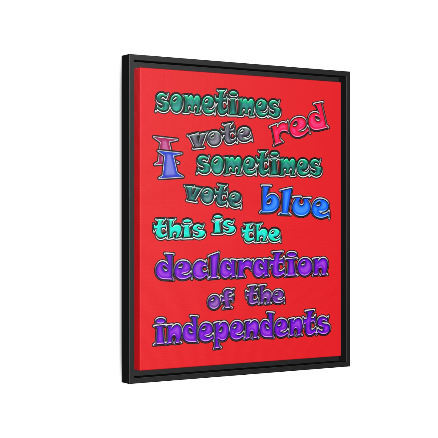 declaration of the independents - framed canvas art (red)