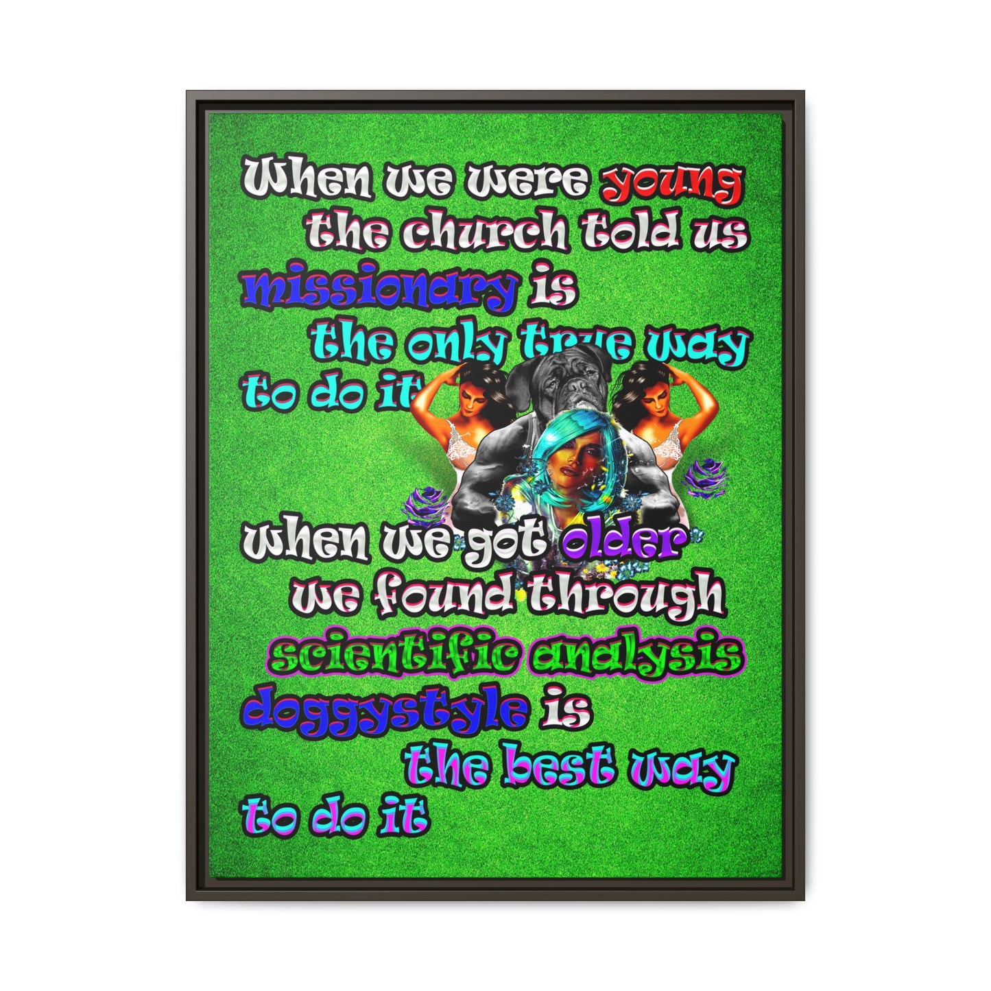 doggystyle - framed canvas art (green turf)