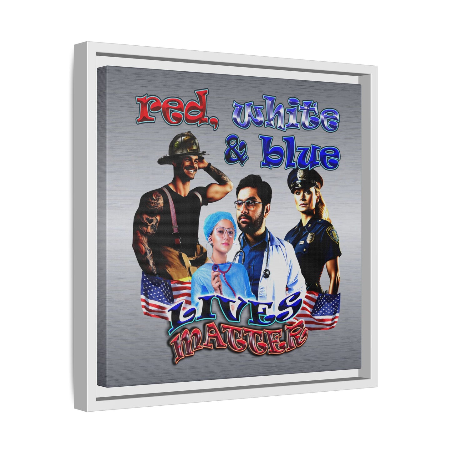 rw&b lives matter - framed canvas art (brushed nickel)