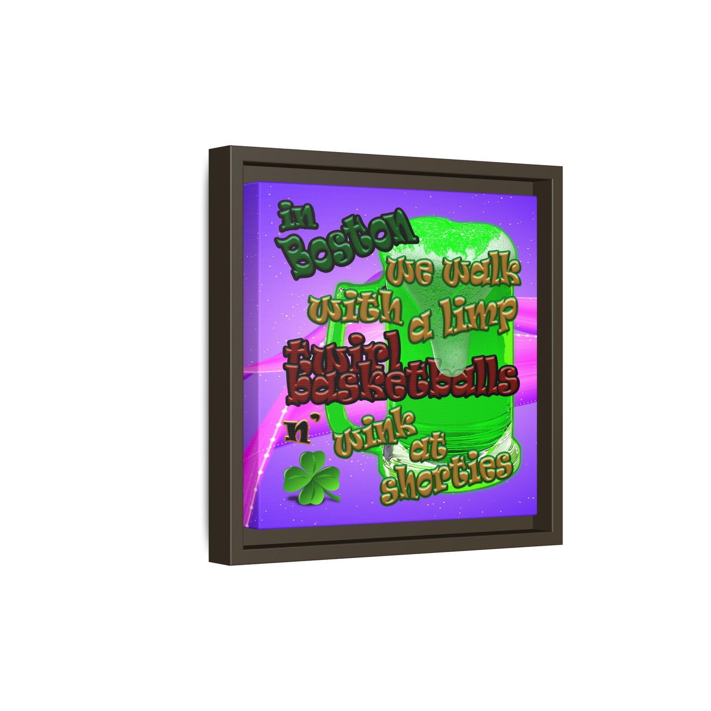 celtics logo - framed canvas art (purple-pink wave)