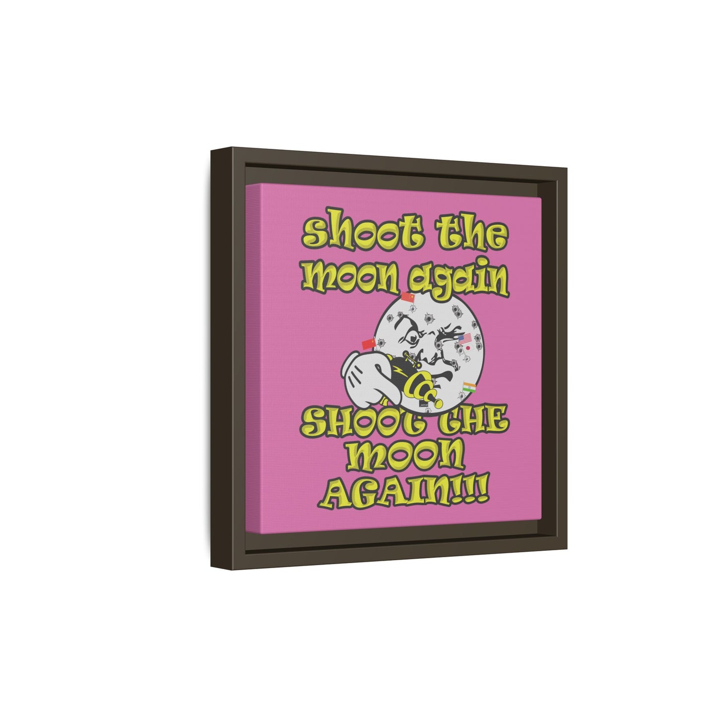 shoot the moon again - framed canvas art (light pink)
