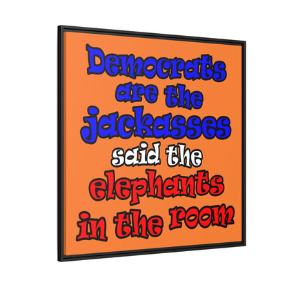 donkeys and elephants - framed canvas art (crusta)