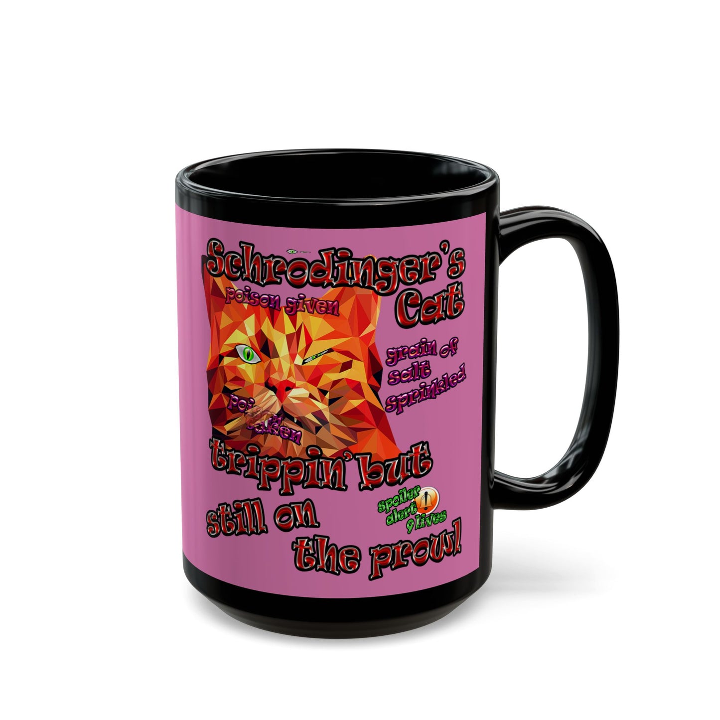 schrodinger's cat - Black Mug (light pink)