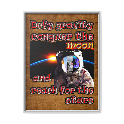 defy conquer reach - framed canvas art (brown papyrus)