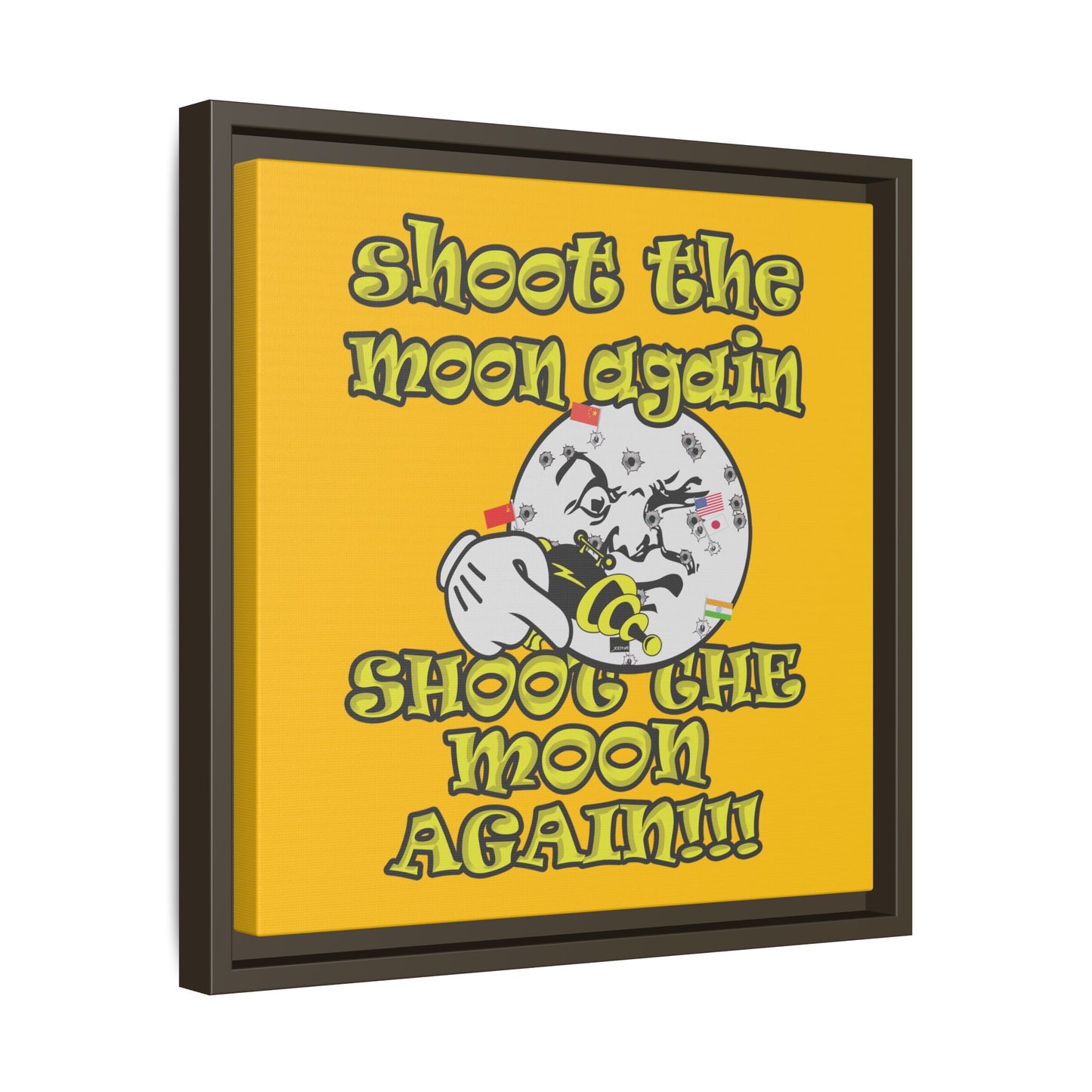 shoot the moon again - framed canvas art (yellow)