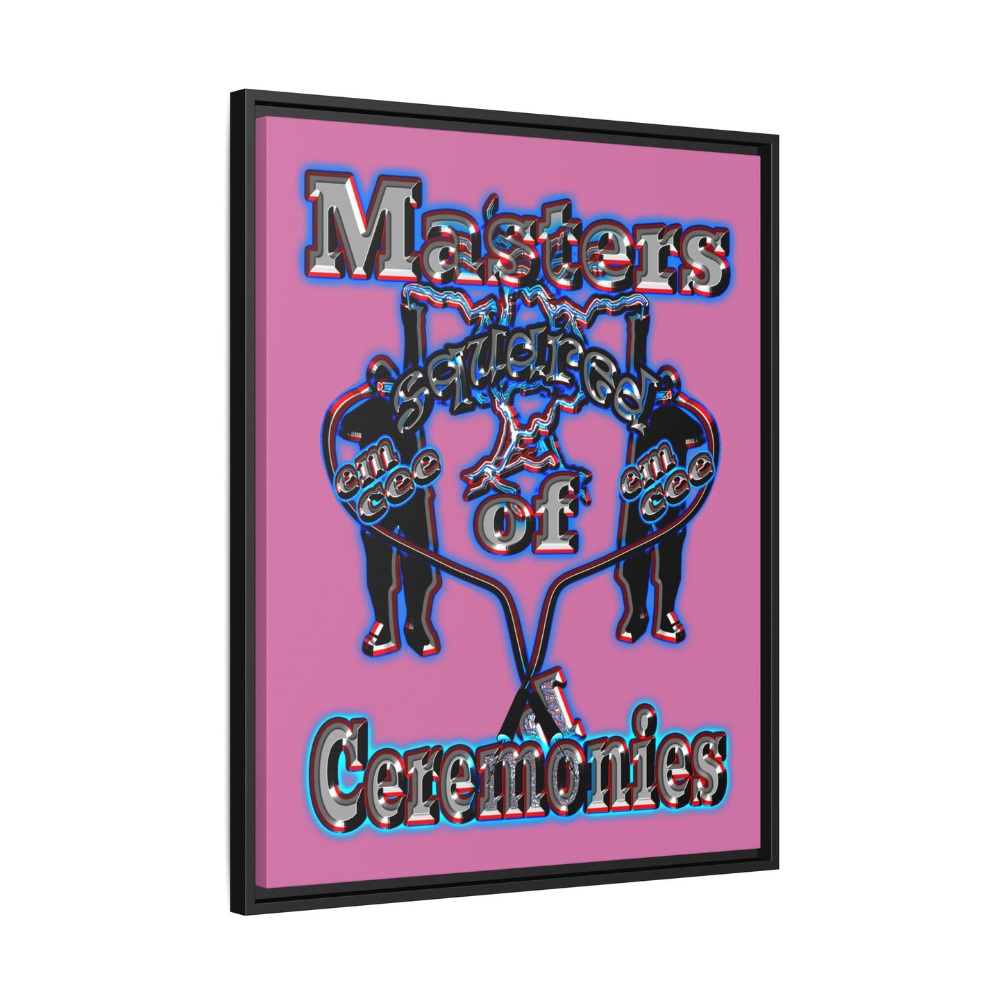 em cee squared - framed canvas art (light pink)
