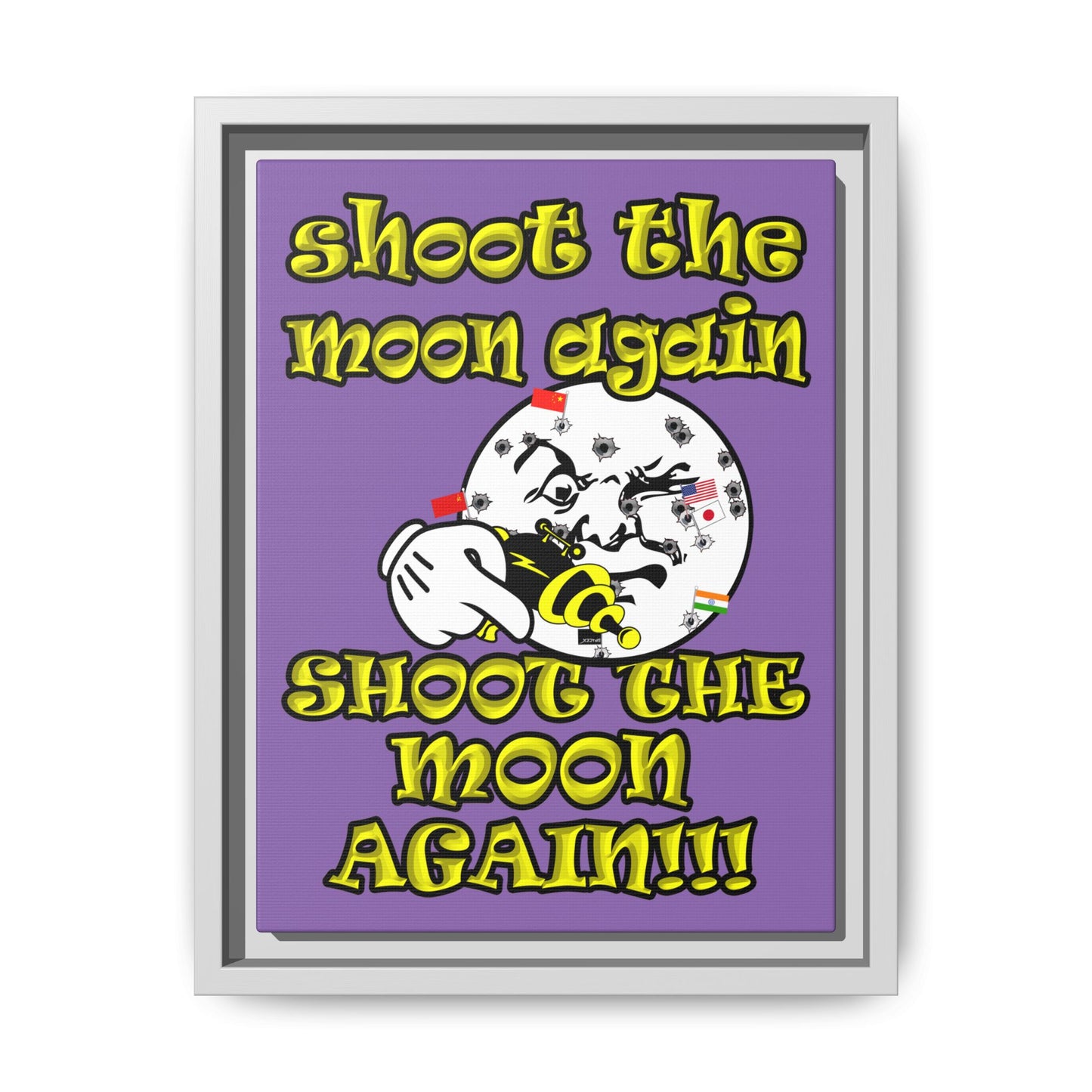 shoot the moon again - framed canvas art (light purple)