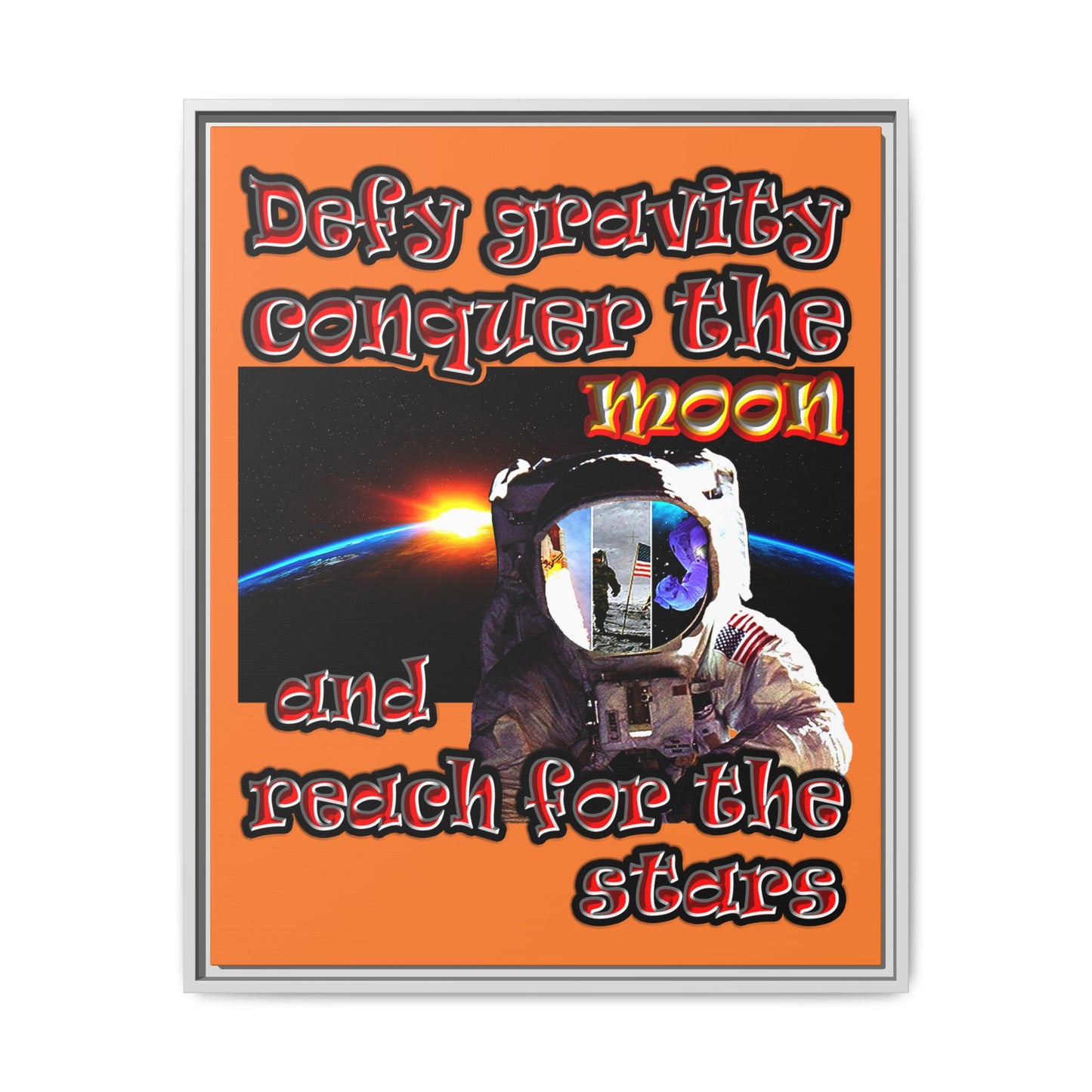 defy conquer reach - framed canvas art (crusta)