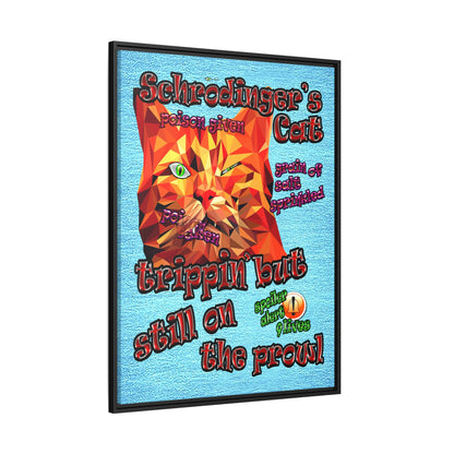 schrodinger's cat - framed canvas art (faded blue)