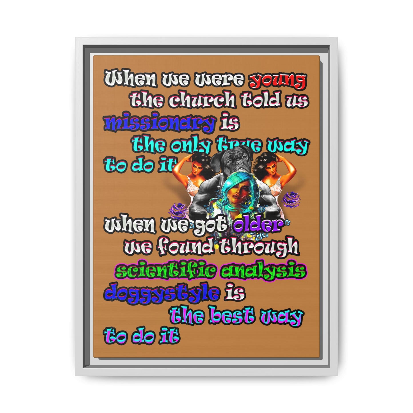 doggystyle - framed canvas art (light brown)