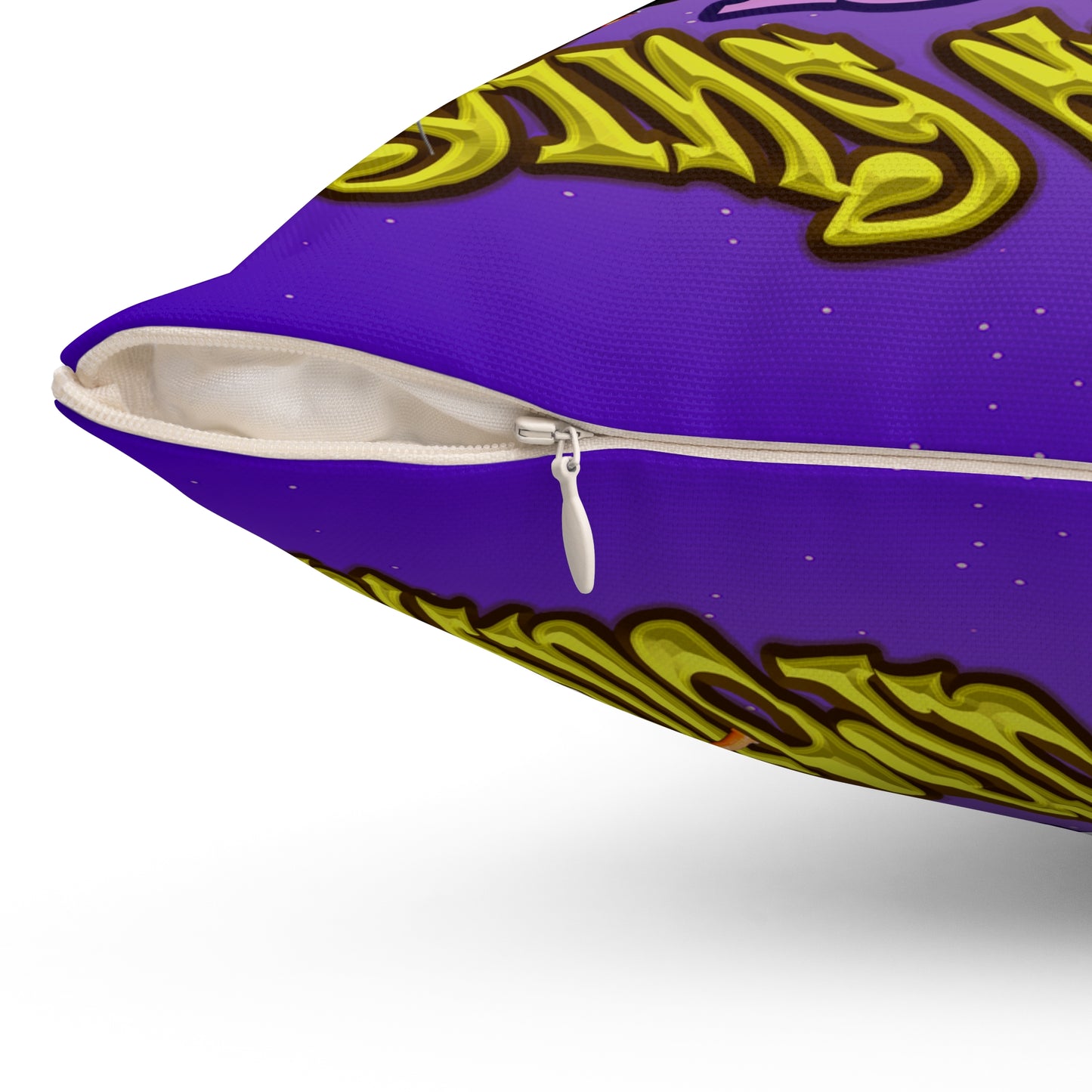 the bum's shit - Spun Polyester Square Pillow - (purple-pink wave)