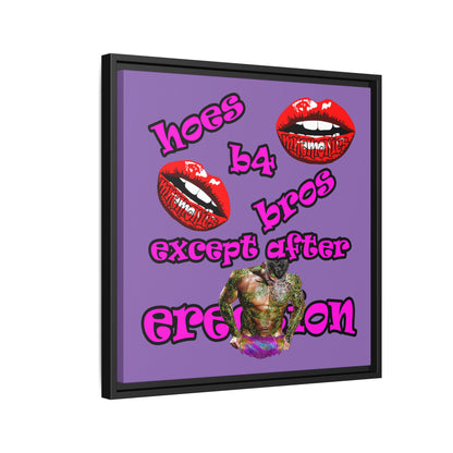 hoes b4 bros - framed canvas art (light purple)
