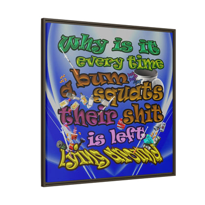 the bum's shit - framed canvas art (blue-white wave)