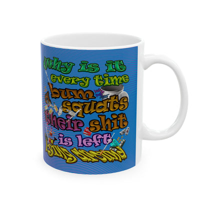 the bum's shit - White Mug (light blue-purple wave)