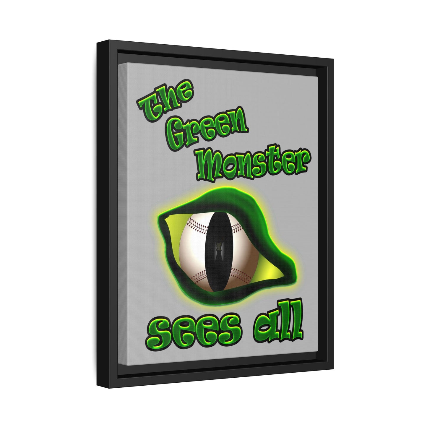 green monster - framed canvas art (light grey)